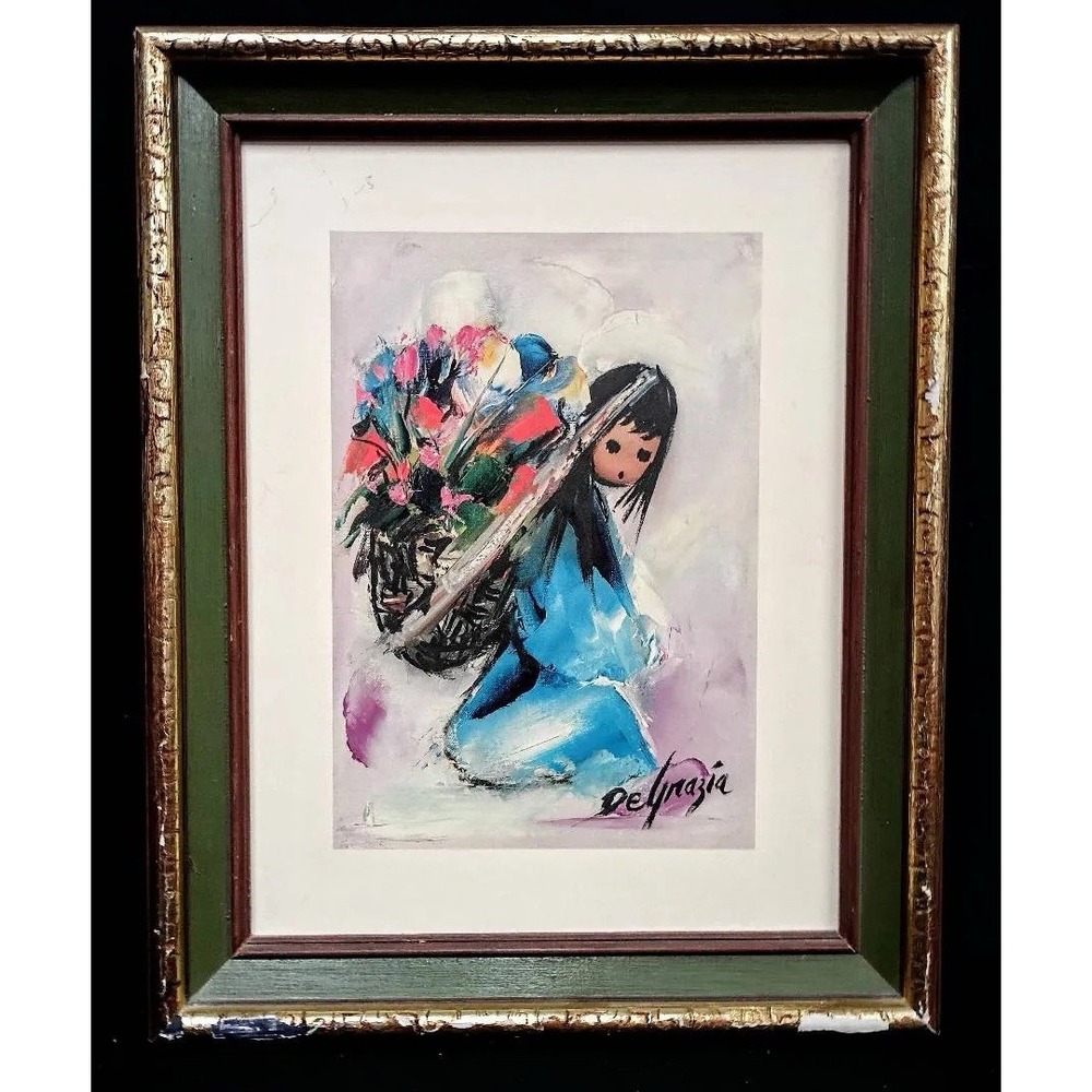 Vintage Ted DeGrazia A Beautiful Burden 1972 Framed Print 12x16